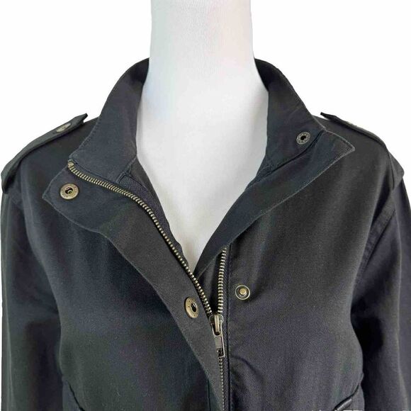Black Short Jacket Buckle Pockets Womens Size Small Misc Elevated Basics Coat - Picture 3 of 10